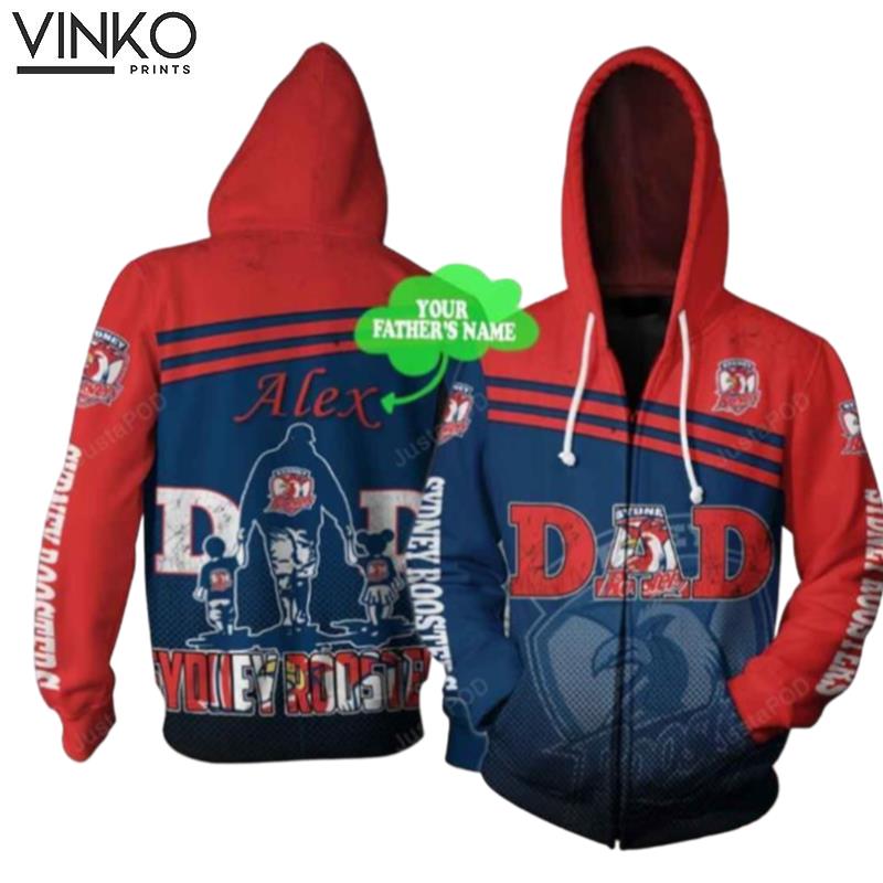 Personalized Sydney Roosters Dad Custom Name Hoodie