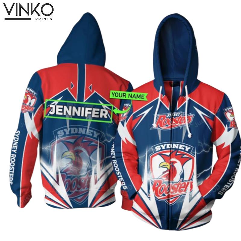 Personalized Sydney Roosters Lightning Custom Name Hoodie