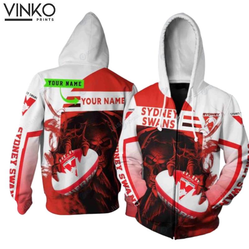 Personalized Sydney Swans Afl Skull Ball New Custom Name Hoodie