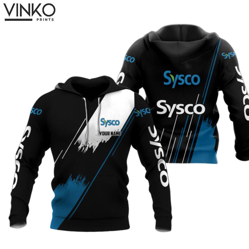 Personalized Sysco Logo Black White And Blue Hoodie