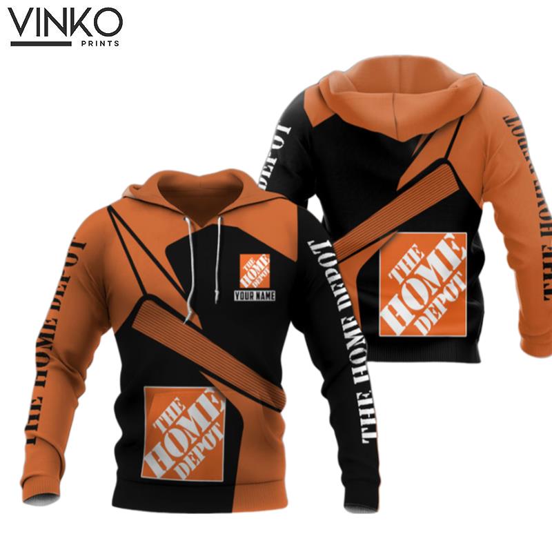 Personalized The Home Depot Black And Orange Hoodie