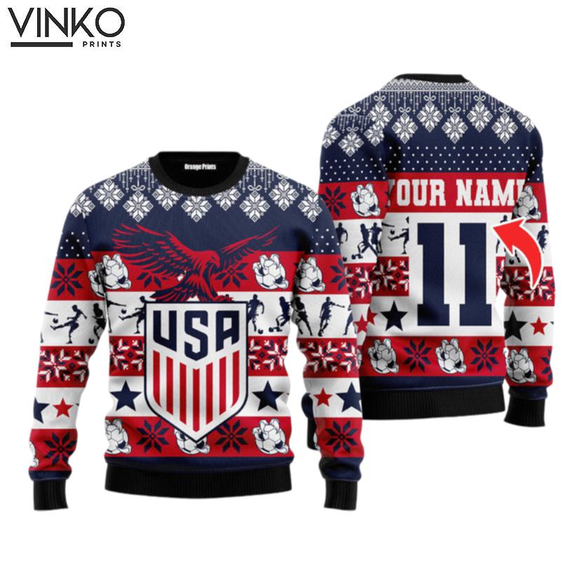 Personalized USA Champion Cup Football 2022 Ugly Christmas Sweater