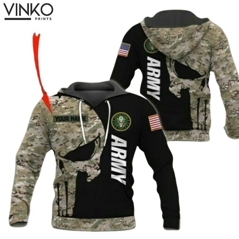 Personalized United States Army Skull Camo Hoodie