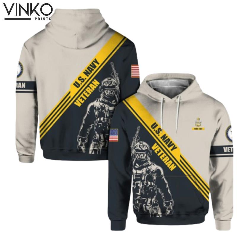 Personalized Us Navy Veteran Flag Hoodie