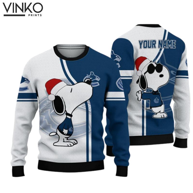 Personalized Vancouver Canucks Snoopy Ice Hockey Ugly Christmas Sweater