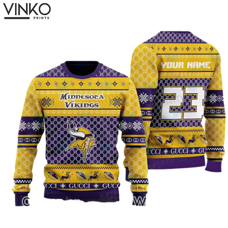 Personalized Vikings Football Ugly Christmas Sweater