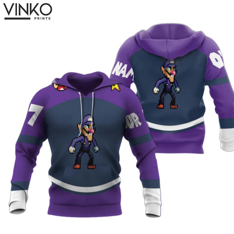 Personalized Waluigi Sports Number Hoodie