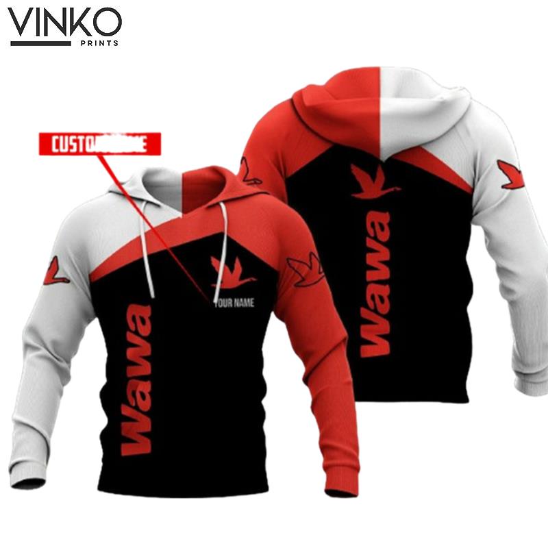 Personalized Wawa Logo Black And Red Pattern Hoodie