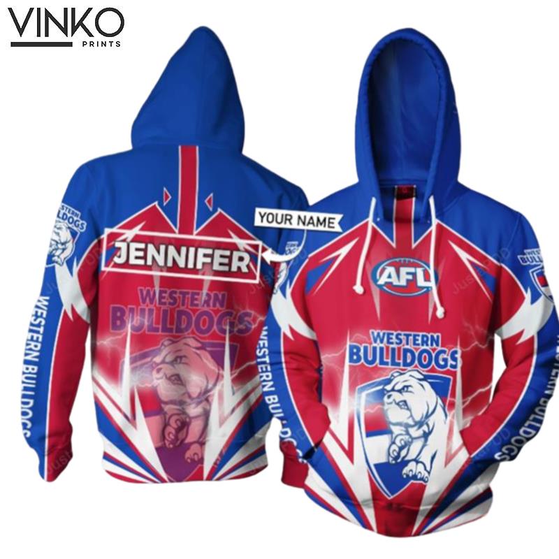 Personalized Western Bulldogs Lightning Custom Name Hoodie