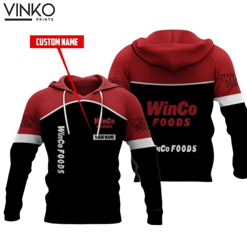 Personalized Winco Foods Logo Red And Black Pattern Hoodie