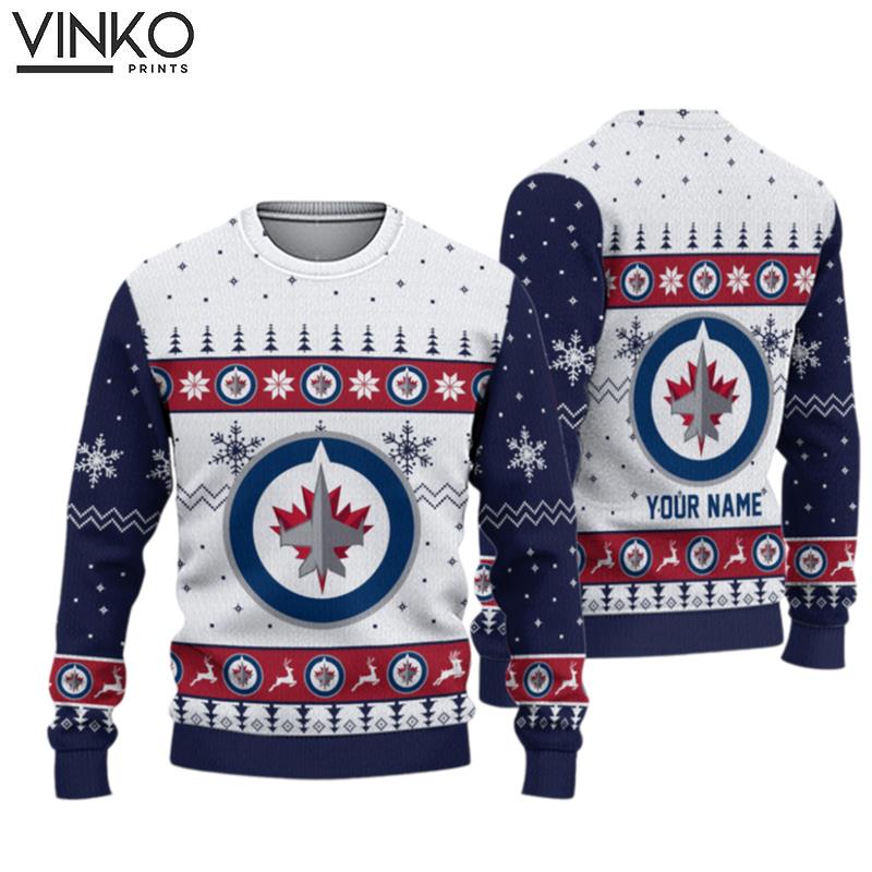 Personalized Winnipeg Jets Ice Hockey Ugly Christmas Sweater