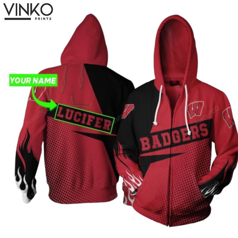 Personalized Wisconsin Badgers Custom Name Hoodie