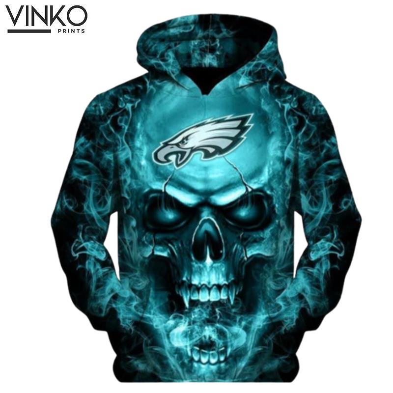 Philadelphia Eagles Skull Philadelphia Eagles Nfl Philadelphia Eagles Apparel 19207 Hoodie