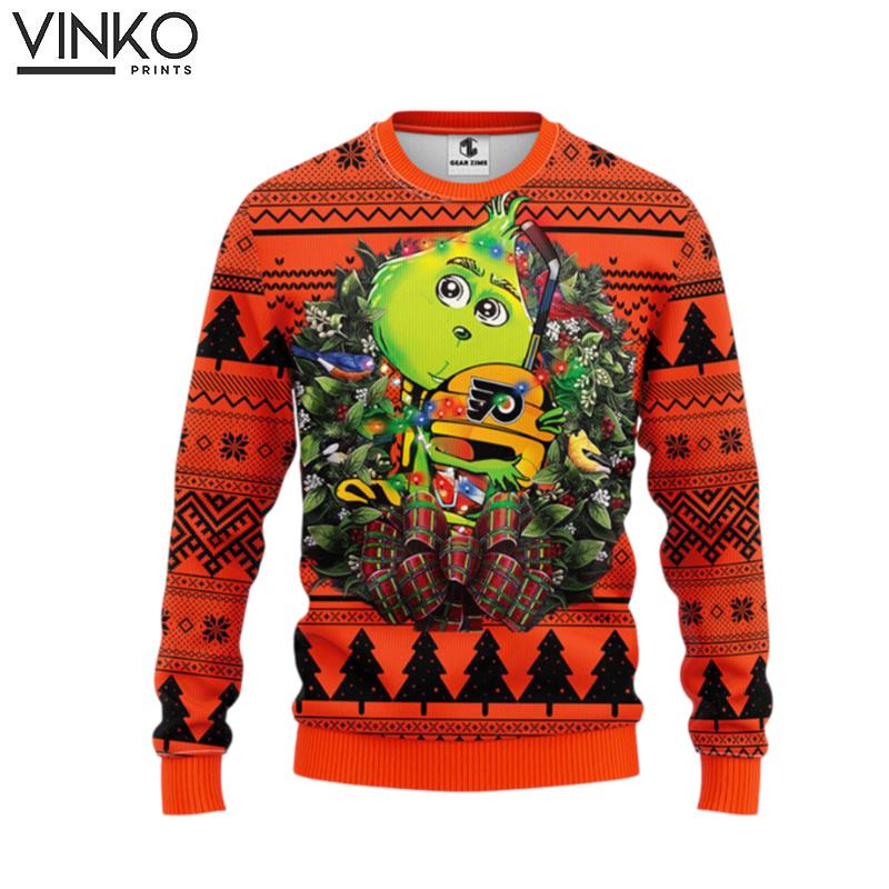 Philadelphia Flyers Grinch Hug Ugly Christmas Sweater