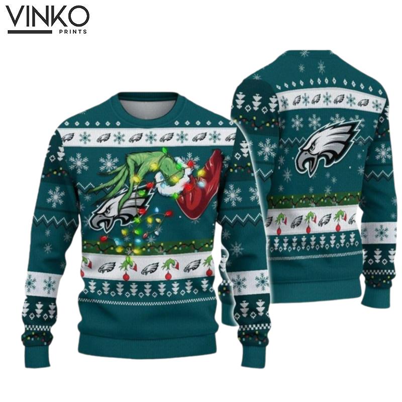 Philadelphias Eaglee Grin Football Ugly Christmas Sweater