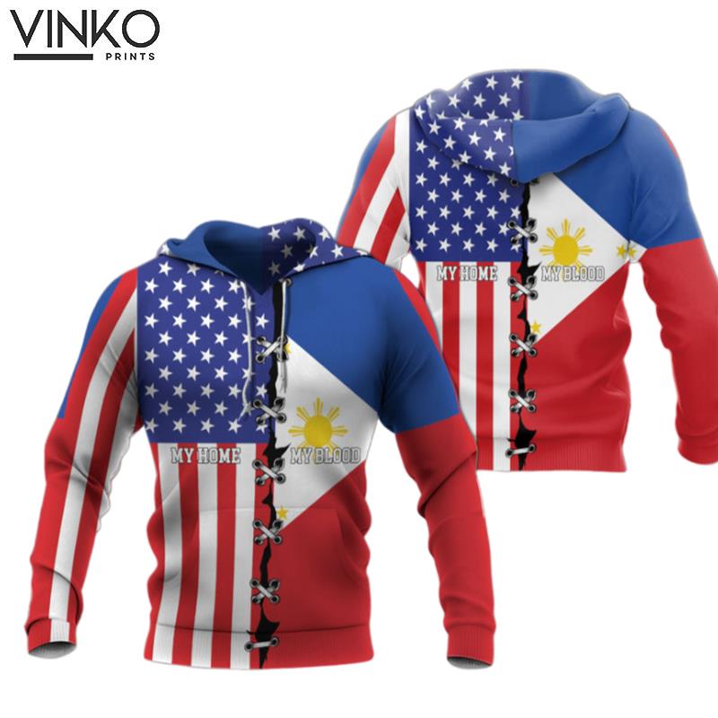 Philippines Flag American My Home Filipino My Blood Hoodie