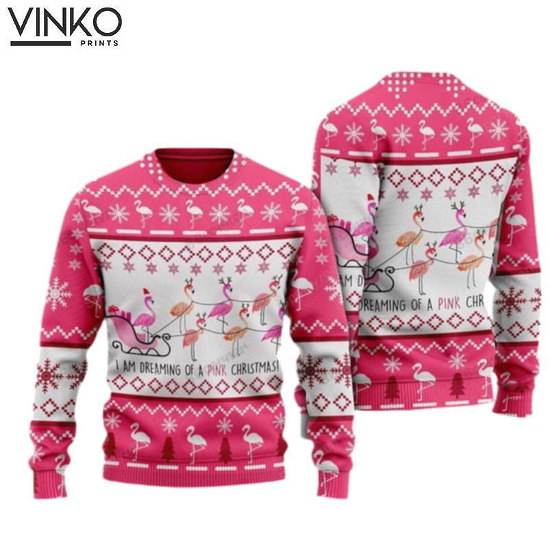 Pink Christmas Flamingo Santan For Men women Adult Ugly Christmas Sweater