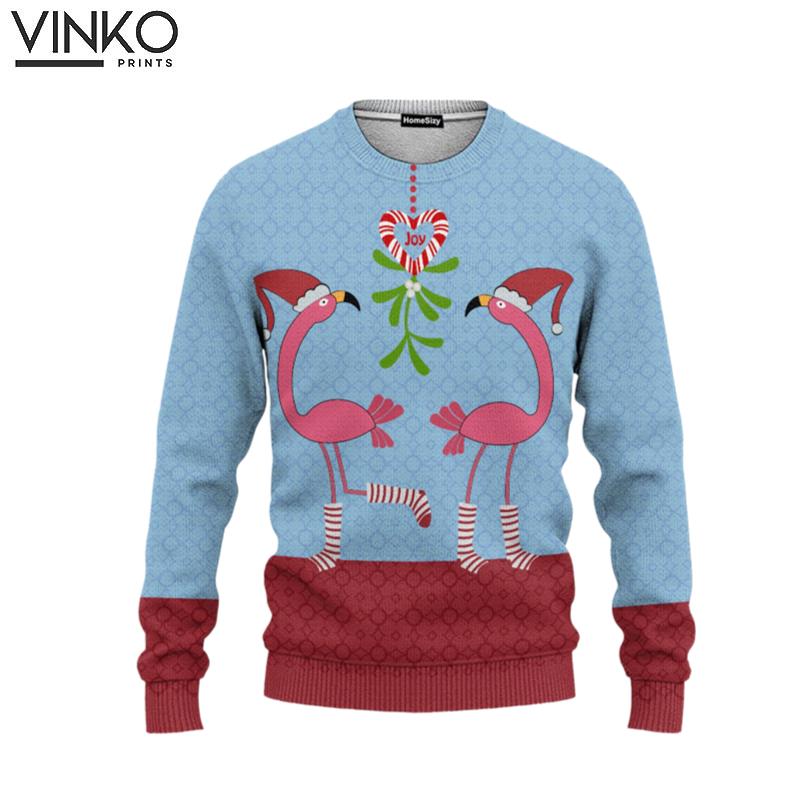 Pink Flamingos Funky Pattern Ugly Christmas Sweater