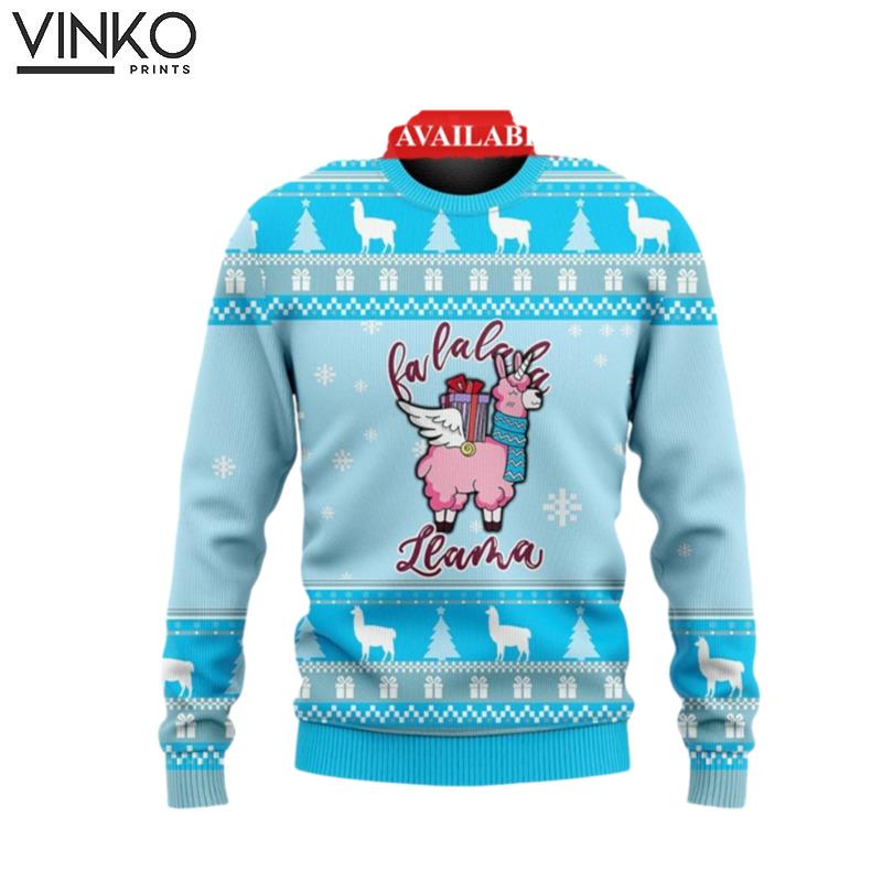 Pink Llama Zip Fleece Ugly Christmas Sweater