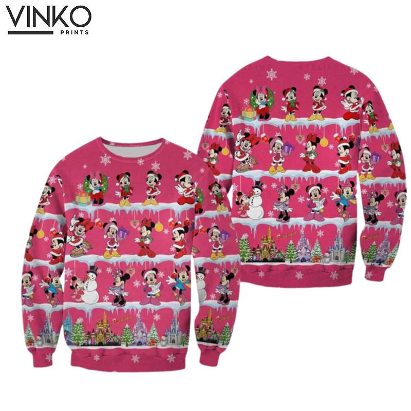 Pink Minnie Mouse Xmas Christmas Disney Vintage Disney Minnie and Daisy Pink Christmas Ugly Christmas Sweater