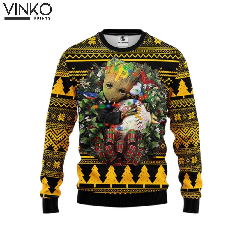 Pittsburgh Pirates Groot Hug Ugly Christmas Sweater