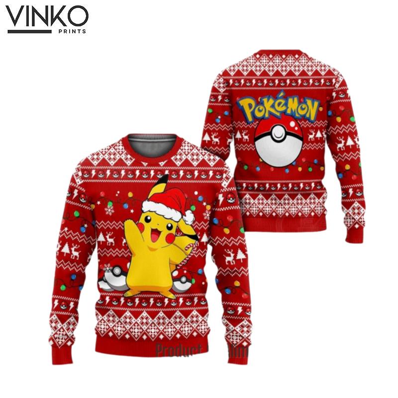 Pokemon Backsite Vintage Santa Pikachu Ugly Christmas Sweater