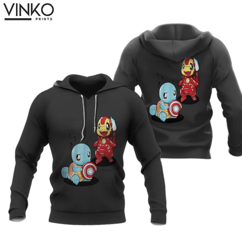 Pokemon Charmander Iron Man Squirtle Hoodie