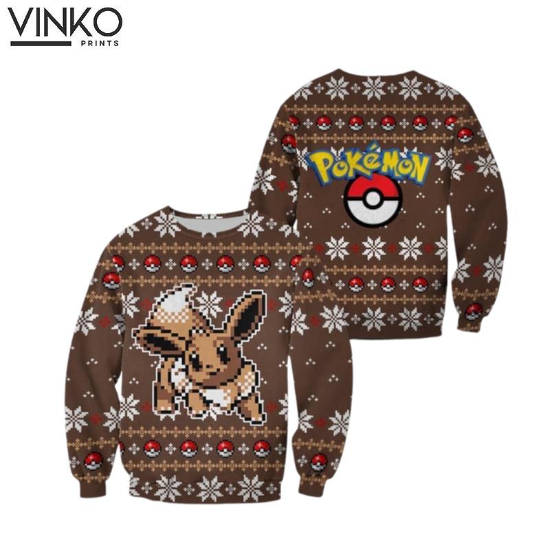 Pokemon Eevee Custom Ugly Christmas Sweater