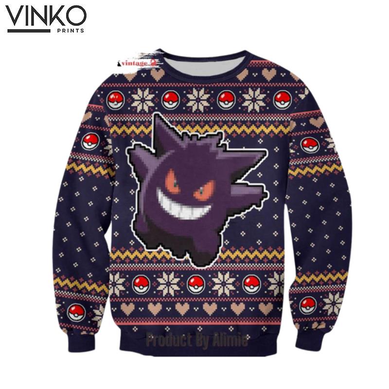 Pokemon Knitted Gengar Pokemon Ugly Christmas Sweater