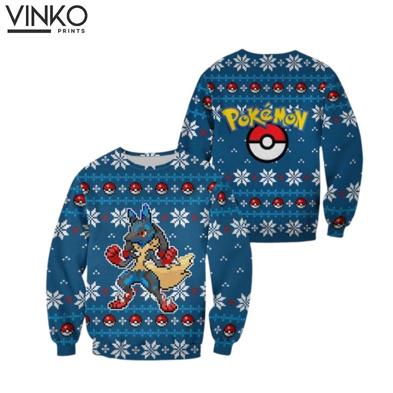 Pokemon Lucario Custom Ugly Christmas Sweater