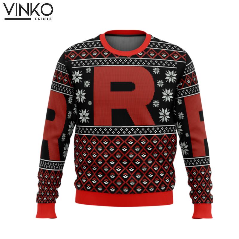 Pokemon Team Rocket Red Black Ugly Christmas Sweater