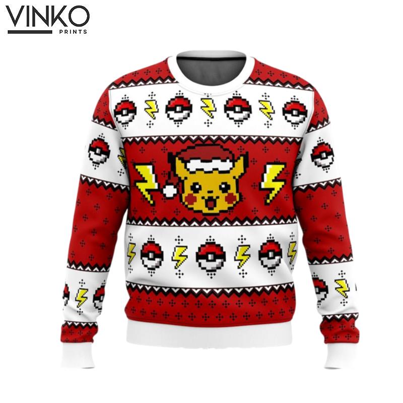 Pokemon Vingate Nitendo Art Santa Pikachu Ugly Christmas Sweater