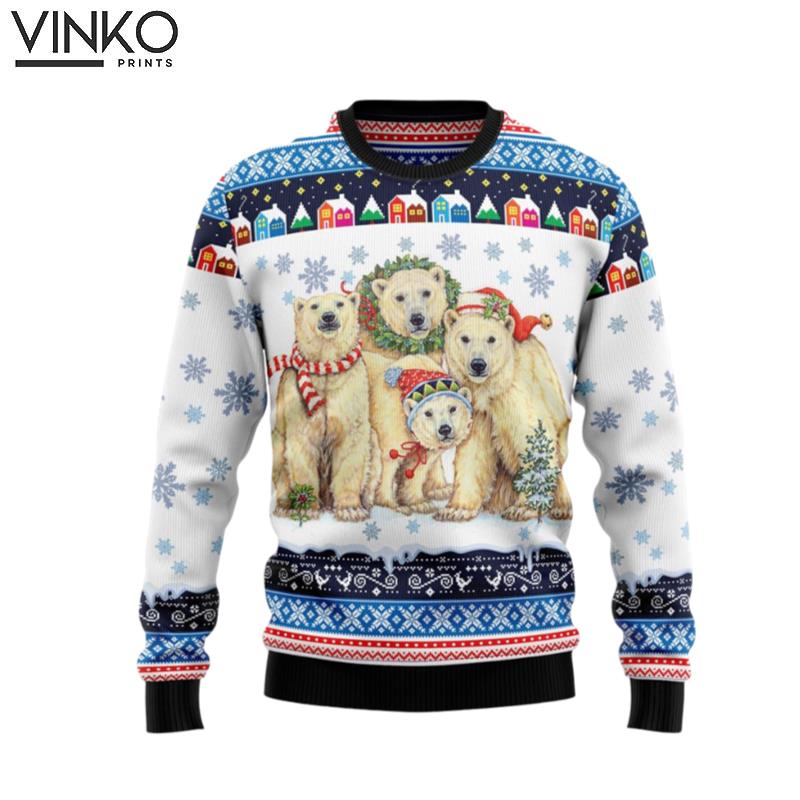 Polar Bears Christmas Gift For Pet Lovers Unisex Ugly Christmas Sweater