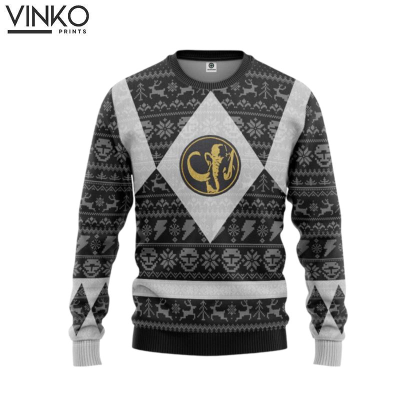 Power Ranger Mighty Morphin Black Power Ranger Limited Edition Custom Ugly Christmas Sweater