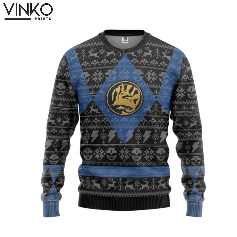 Power Ranger Mighty Morphin Blue Ranger Limited Edition Custom Ugly Christmas Sweater