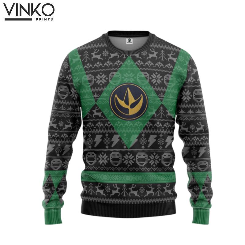 Power Ranger Mighty Morphin Green Power Ranger Limited Edition Custom Ugly Christmas Sweater