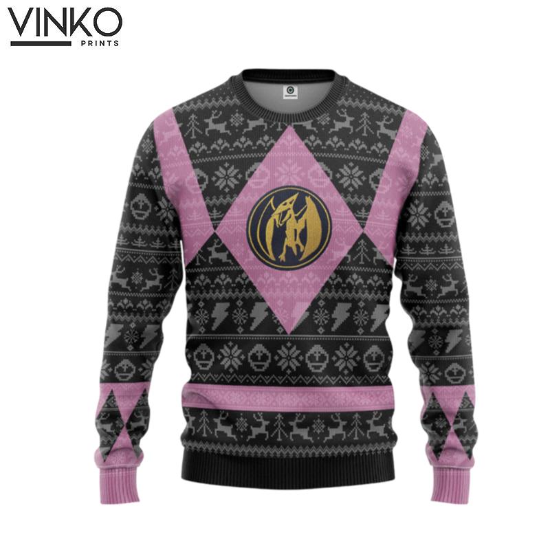 Power Ranger Mighty Morphin Pink Power Ranger Limited Edition Custom Ugly Christmas Sweater