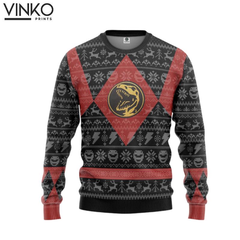 Power Ranger Mighty Morphin Red Power Ranger Limited Edition Custom Ugly Christmas Sweater