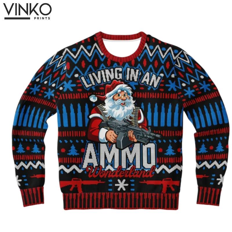 Pro Gun Living in an Ammo Wonderland Ugly Christmas Sweater