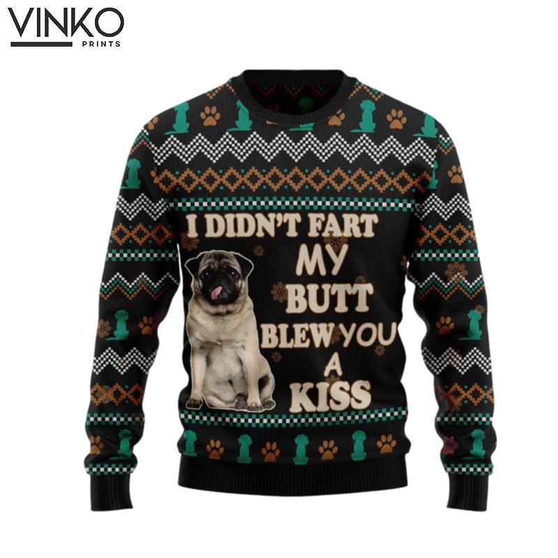 Pug A Kiss T2611 Ugly Christmas Sweater