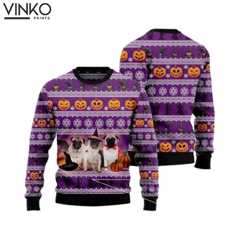 Pug Lover Halloween Ugly Christmas Sweater