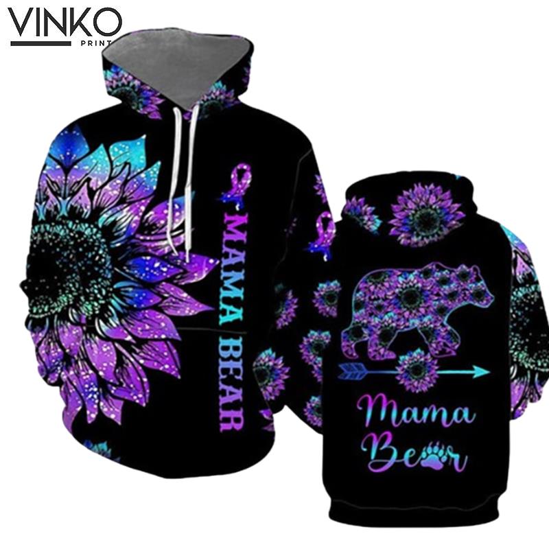 Purple Flower Alaska Mama Bear Hoodie