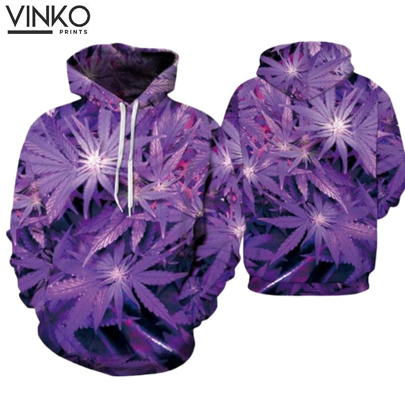 Purple Weed Leaf Hoodie