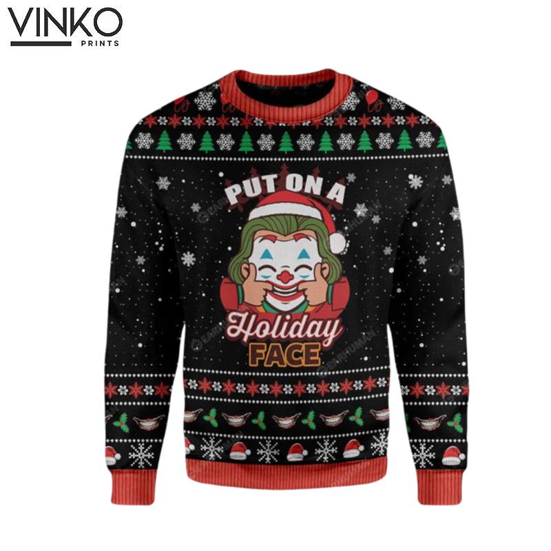 Put on a Holiday Face Ugly Christmas Sweater