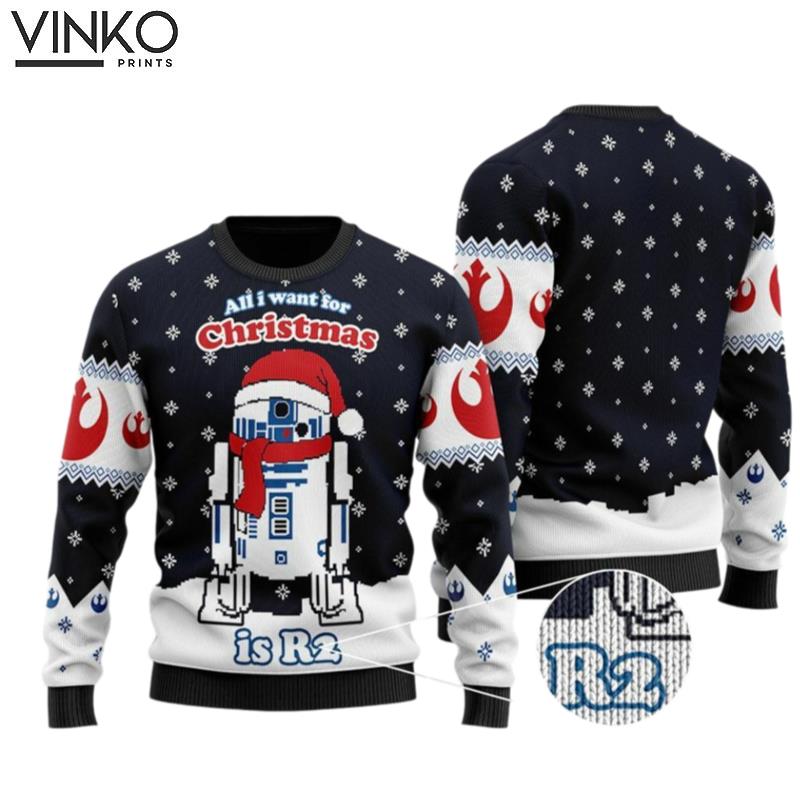 R2D2 Starwars Christmas All I Want For Christmas Ugly Christmas Sweater