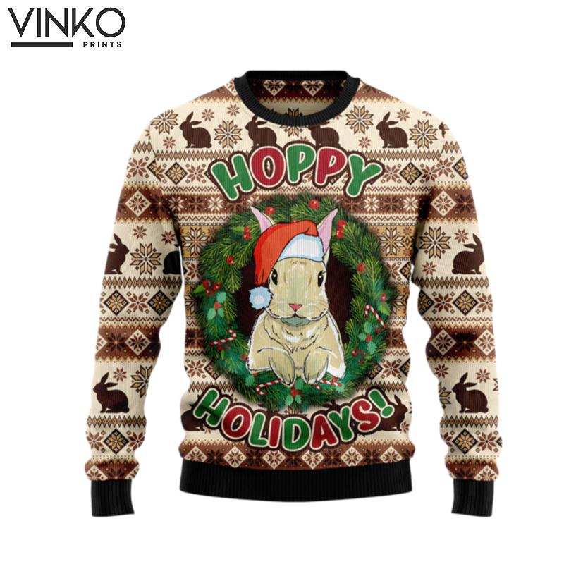 Rabbit Happy Holidays HT102103 Ugly Christmas Sweater