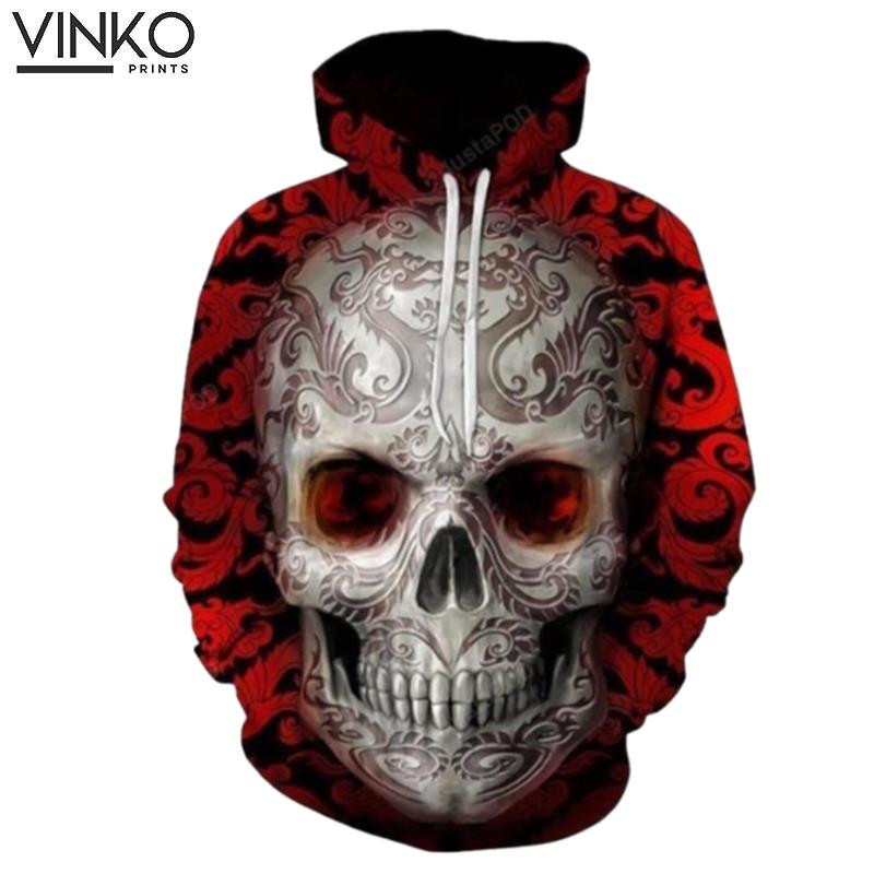 Red Sugar Skull Men Women Brand Fashion Tracksuits Plus Size Quality Streetwear Hoodie