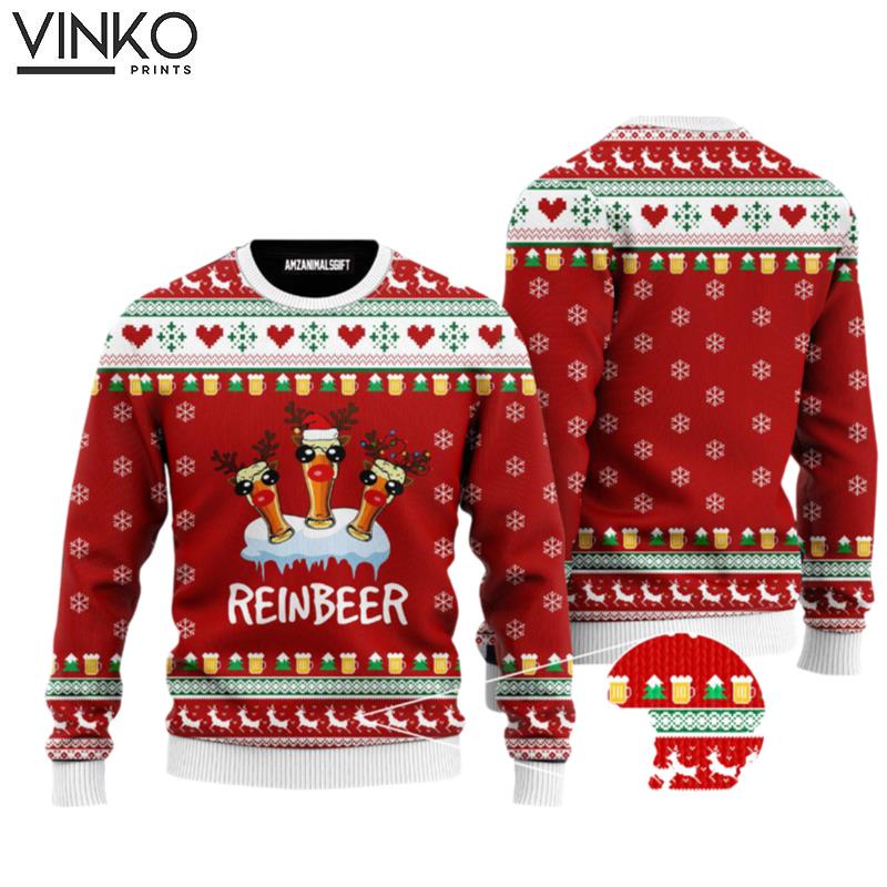 Reindeer Funny Reindeer Reinbeer Christmas Red Perfect Gift For Christmas Friends Family Ugly Christmas Sweater