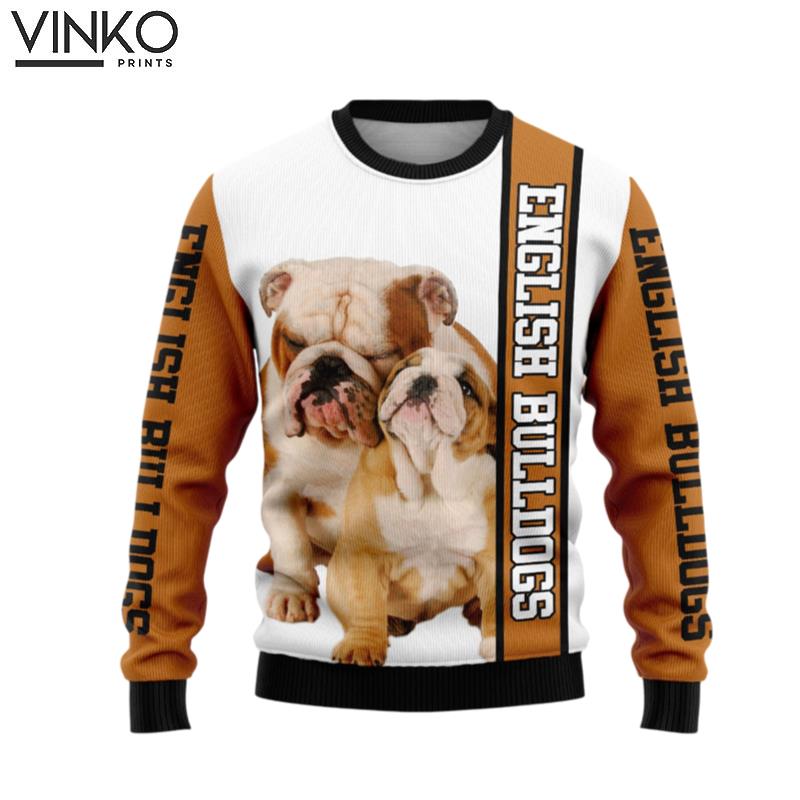 Rescued English Bulldog D1011 Ugly Christmas Sweater