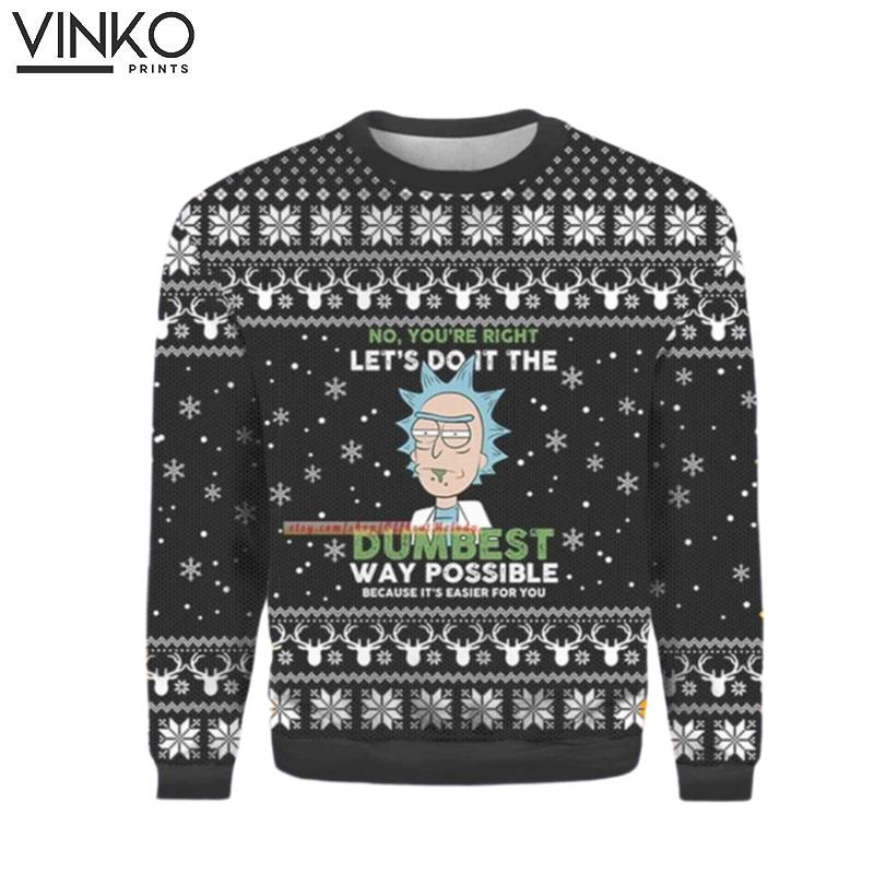 Rick And Morty Dumbest Way Possible Ugly Christmas Sweater